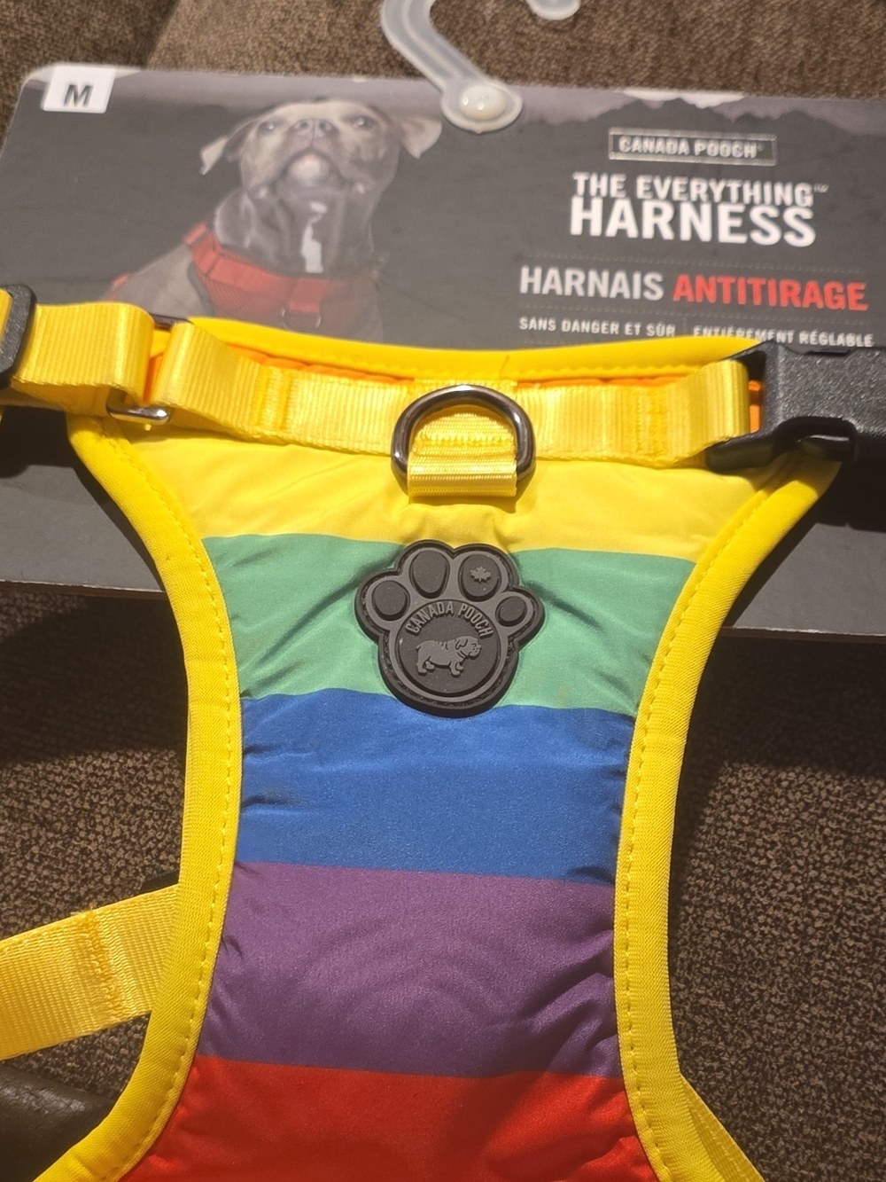 Canada Pooch Rainbow Dog Harness in Yellow Trim - Medium